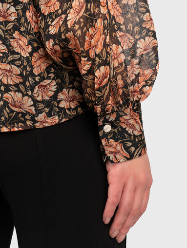 Blouse with puff sleeves and floral motifs - 4