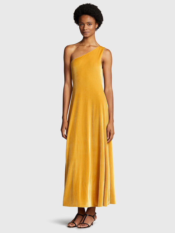 Жълта рокля от кадифе - 1