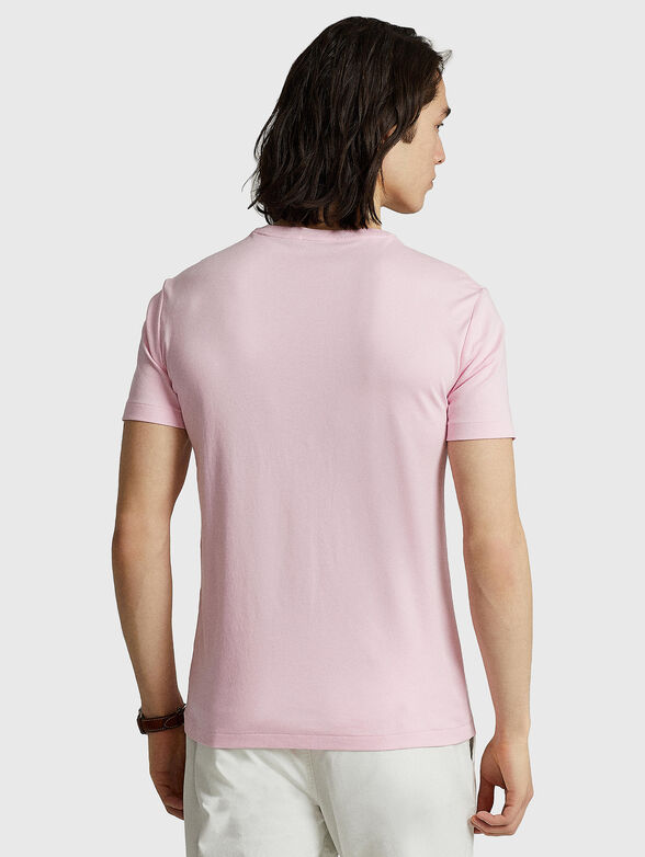 Pink T-shirt with colourful logo embroidery - 3