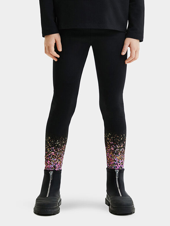 Leggings in black color with colorful accents - 1