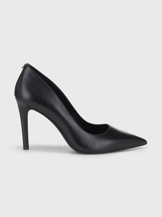 Черни кожени обувки на ток ALINA - 1