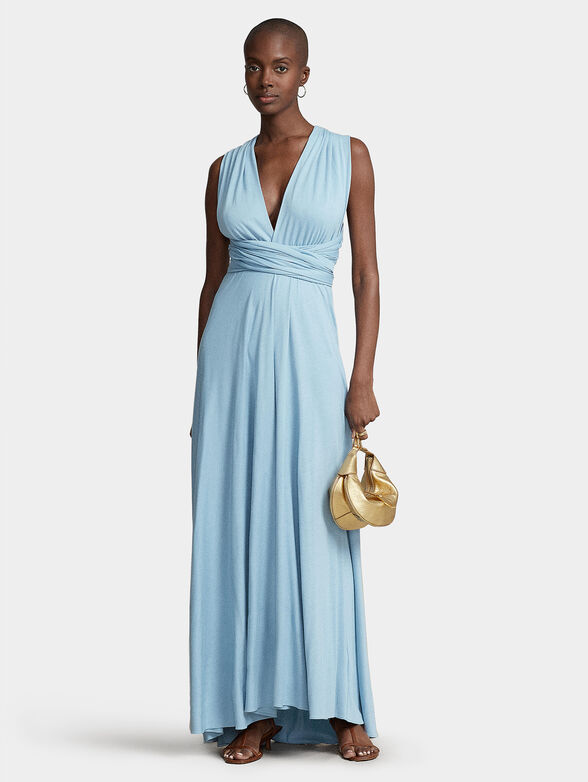 Blue dress with accent back - 1