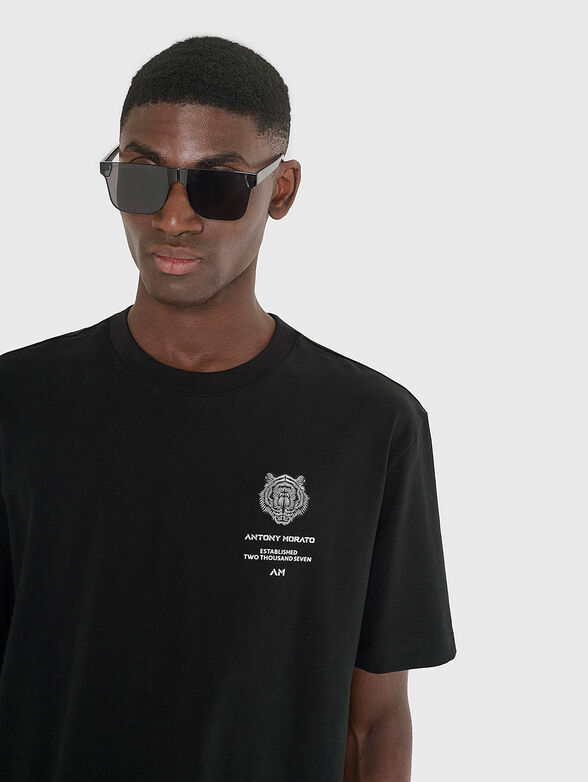 Black cotton T-shirt - 3