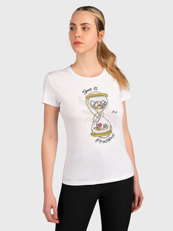 White T-shirt with multicolor print - 1