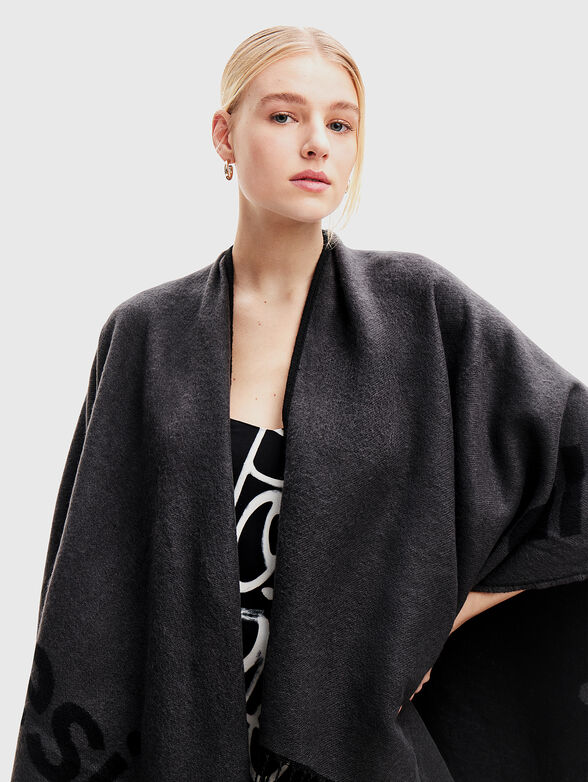 Double-faced poncho with logo inscription - 4