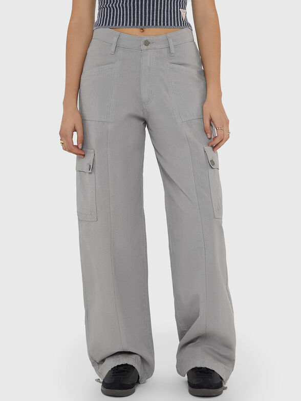 Cargo trousers with wide legs in grey colour - 1
