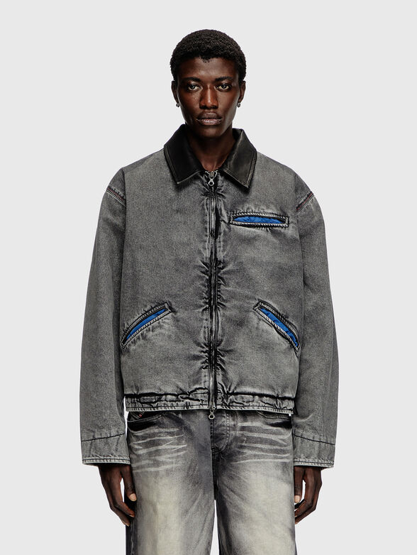 J-TAYLOR denim jacket with leather collar - 1