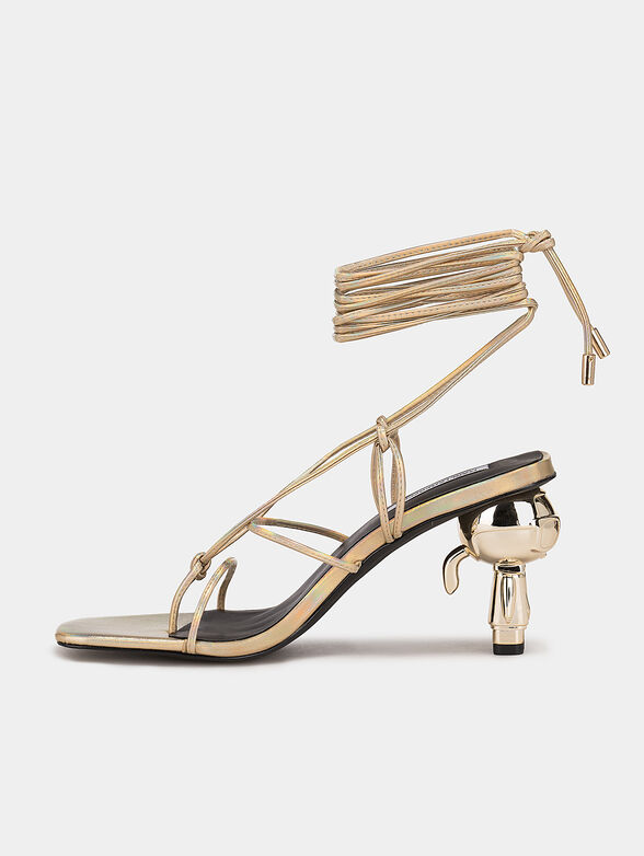 IKON HEEL gold sandals with accent heel  - 5