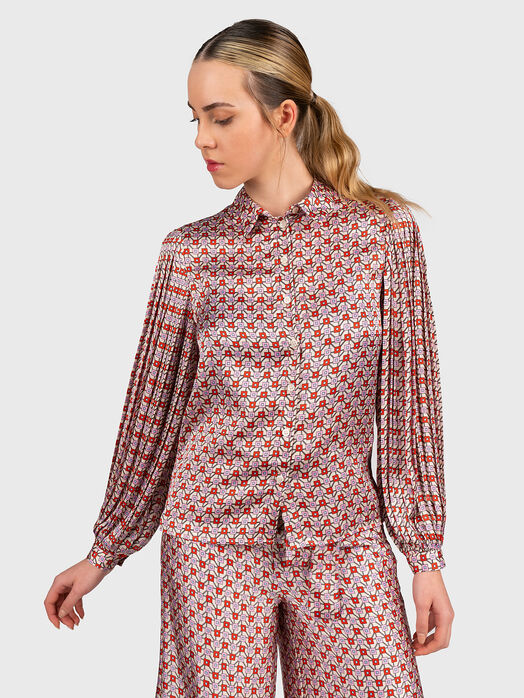 Satin shirt with floral print