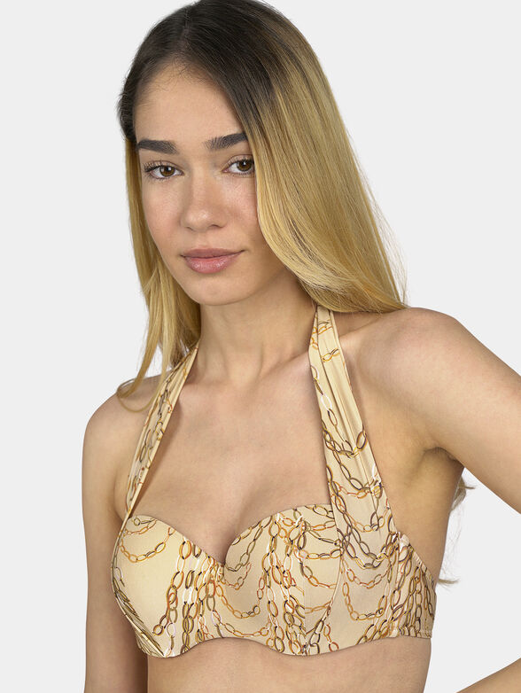 Bikini bra with print in gold - 1