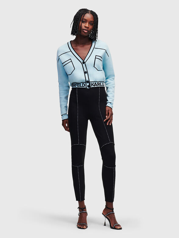 Blue cropped cardigan with contrasting elements - 2