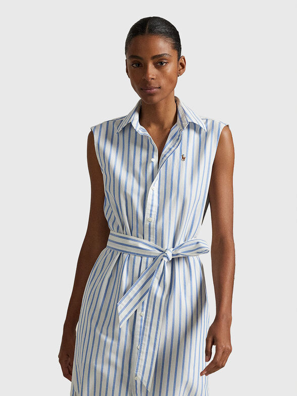 Striped shirt dress with belt - 3