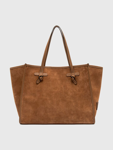 MARCELLA suede bag in beige - 3