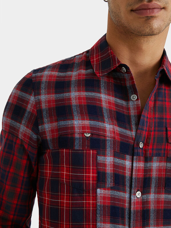 Checked shirt with patchwork effect - 5