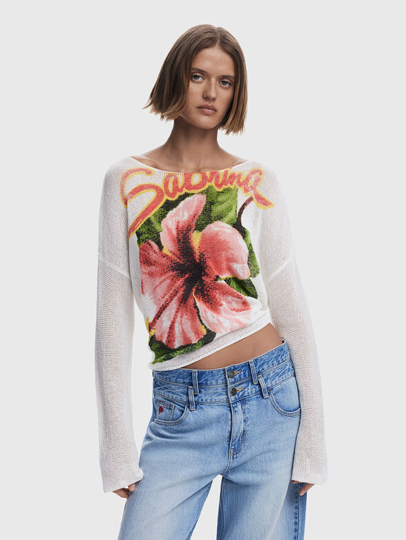 Sweater with floral print - 1