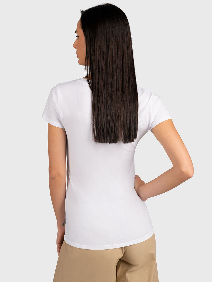White T-shirt with animal print logo - 3
