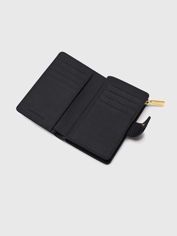 Black leather wallet with logo accent - 3