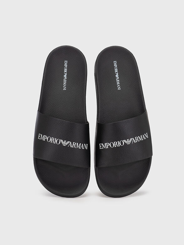 Leather slippers with logo detail - 6