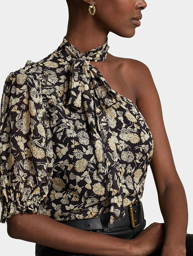 Floral georgette one-shoulder blouse - 3