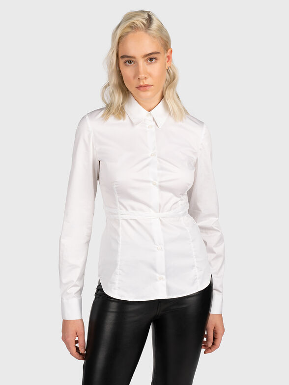 White cotton shirt with laces - 1