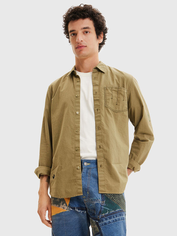 BRAD beige shrt with logo detail - 1