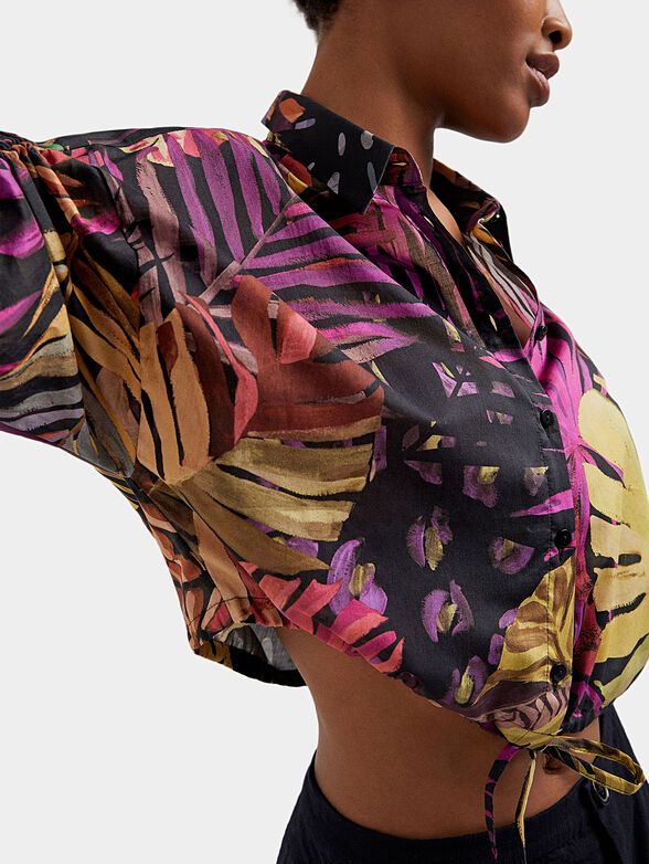 ONA cropped shirt with floral print and laces - 3