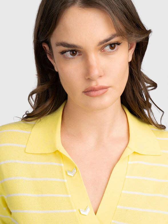 Knitted polo shirt with stripes - 4