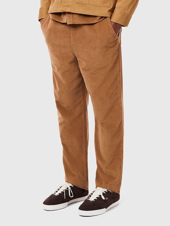 Straight fit corduroy trousers with elastic waist - 1