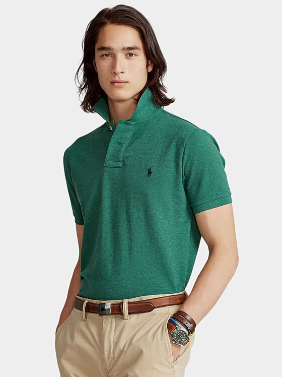 Green cotton polo-shirt  - 1