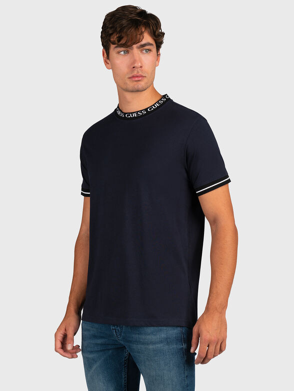 Black cotton T-shirt with print on the back - 1