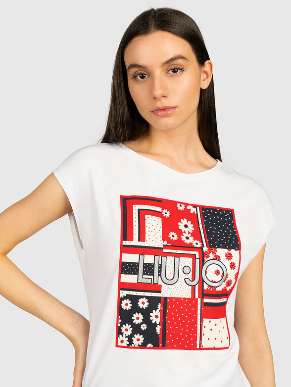 Cotton T-shirt with contrasting print - 2