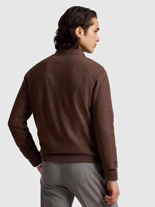 Cotton cardigan with logo in brown - 3