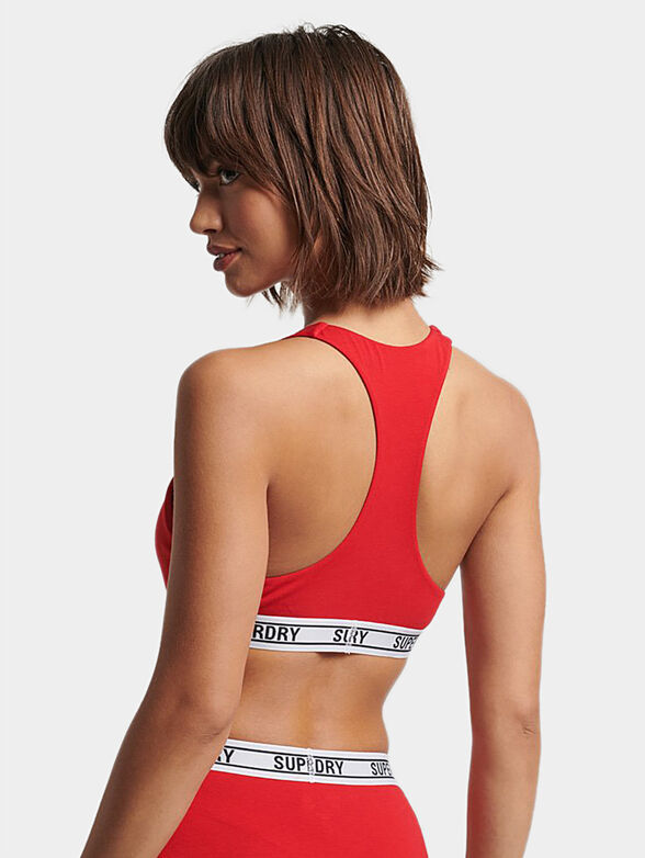 Red bralette with branded logo straps - 2