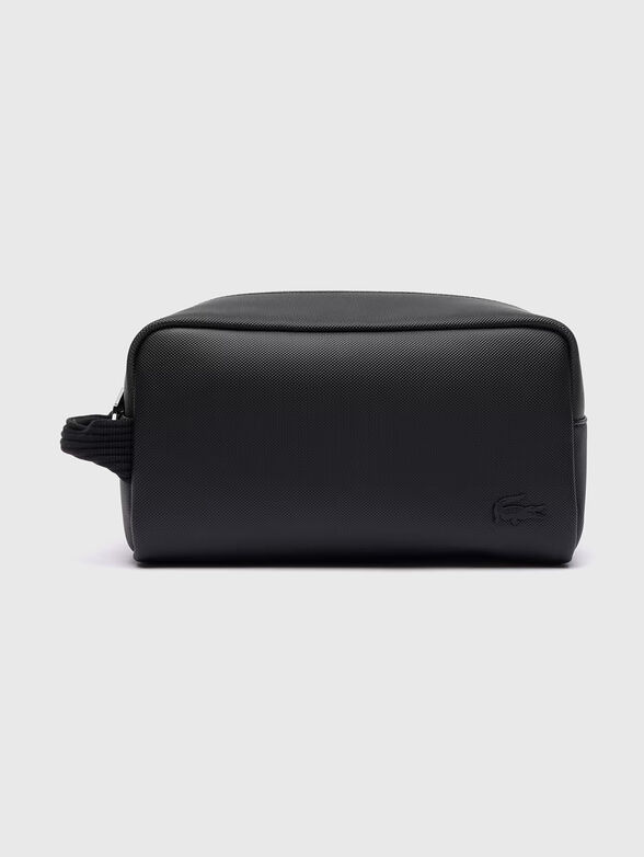 Black toiletry bag with logo accent - 1