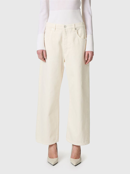 Jeans with wide legs in ecru