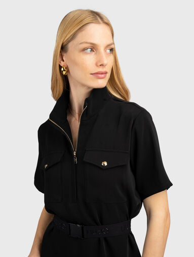 Mini dress with pockets and belt - 3