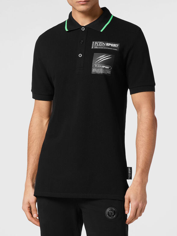 Polo shirt in black with contact logo print - 1