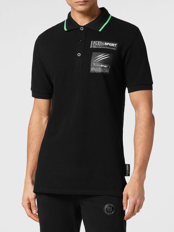 Polo shirt in black with contact logo print - 1