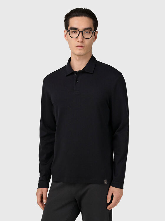 Памучен поло-шърт в черен цвят - 1