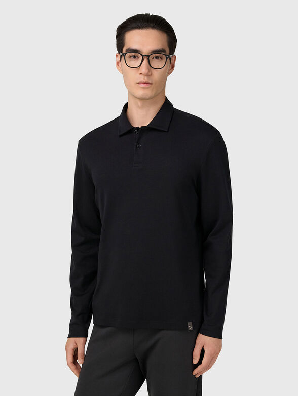 Cotton polo shirt in black - 1