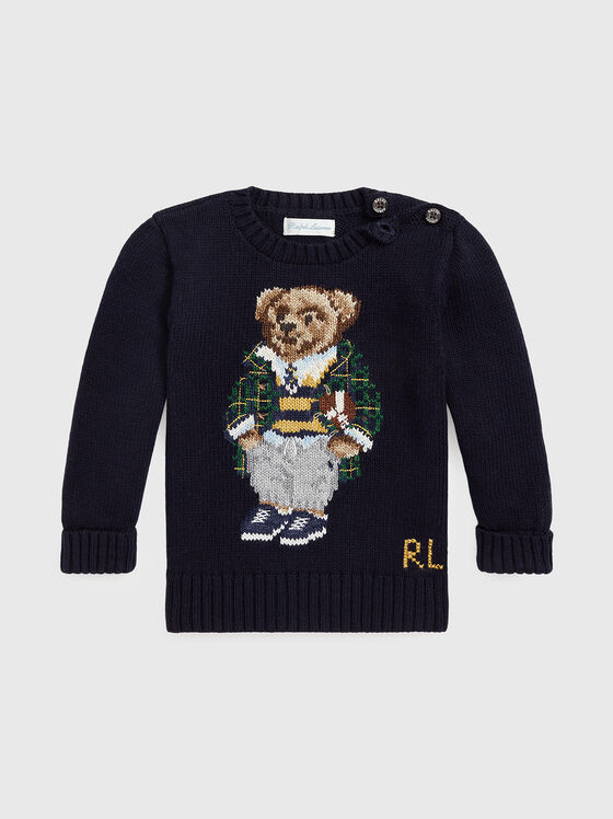 Памучен пуловер с Polo Bear мотив и копчета - 1
