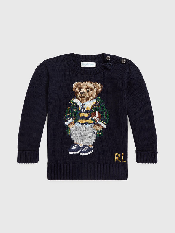Cotton sweater with Polo Bear motif and buttons - 1