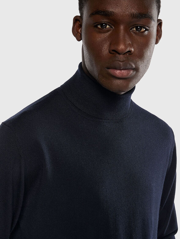 Wool sweater with polo collar  - 4