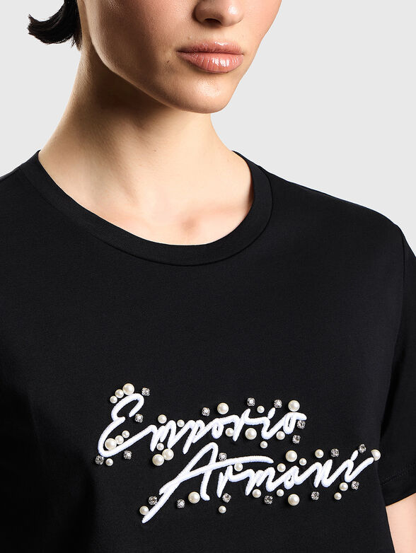 Black T-shirt with an embroidered logo - 4