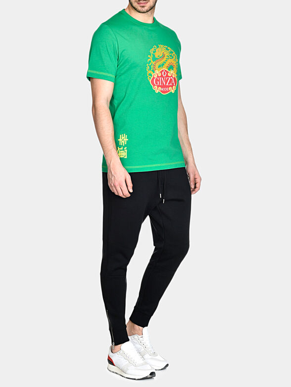 TS021 T-shirt with art prints in green color - 4