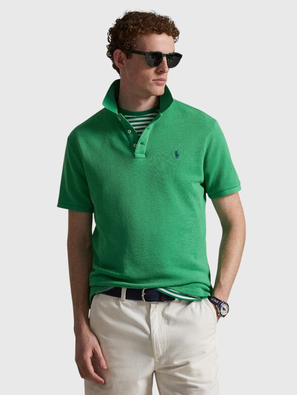 Green cotton-blend polo shirt - 1