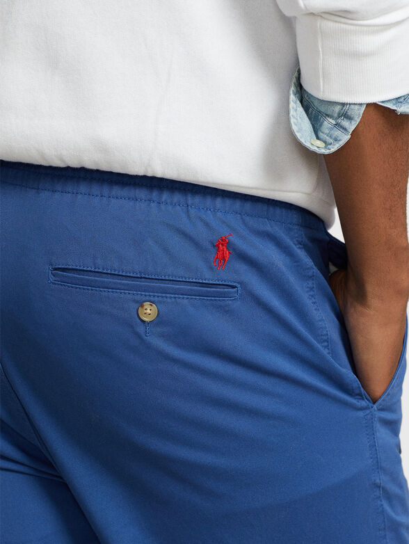 Dark blue cotton blend trousers - 3