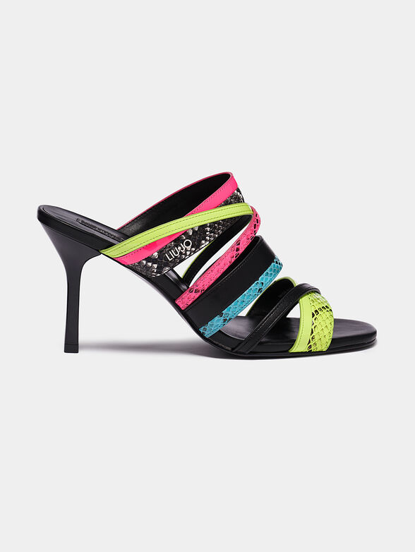 BRENDA Mules with multi-colored straps - 1