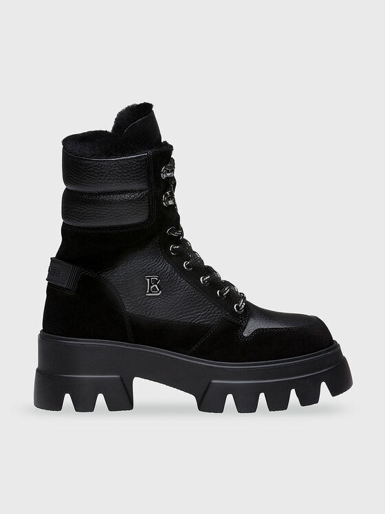 SAPPORO leather boots with logo detail - 1