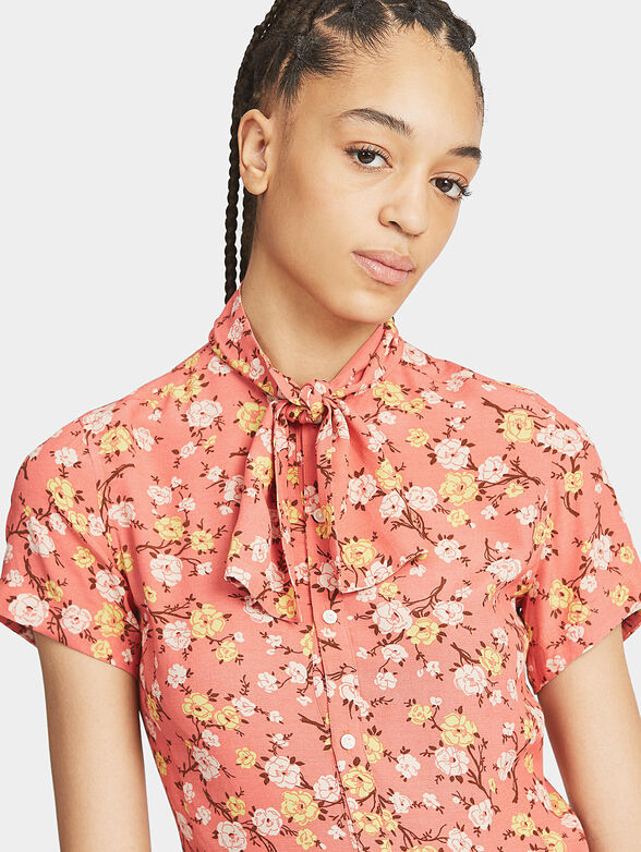 Cotton mini dress with floral print - 2